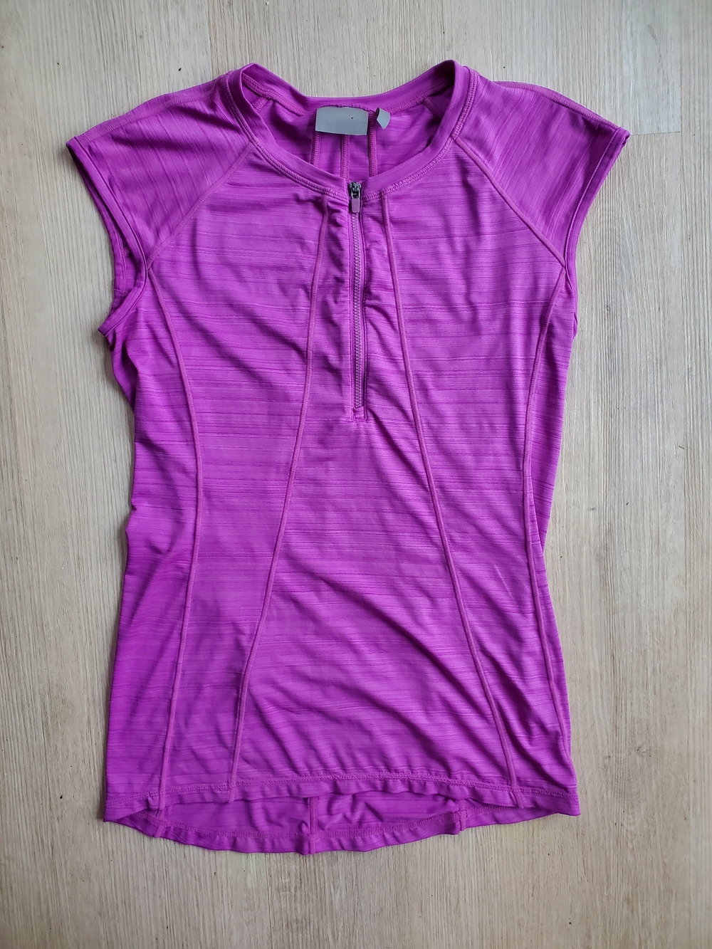 Athleta Magenta Zip-Front Sleeveless / Capsleeve Performance Tank
